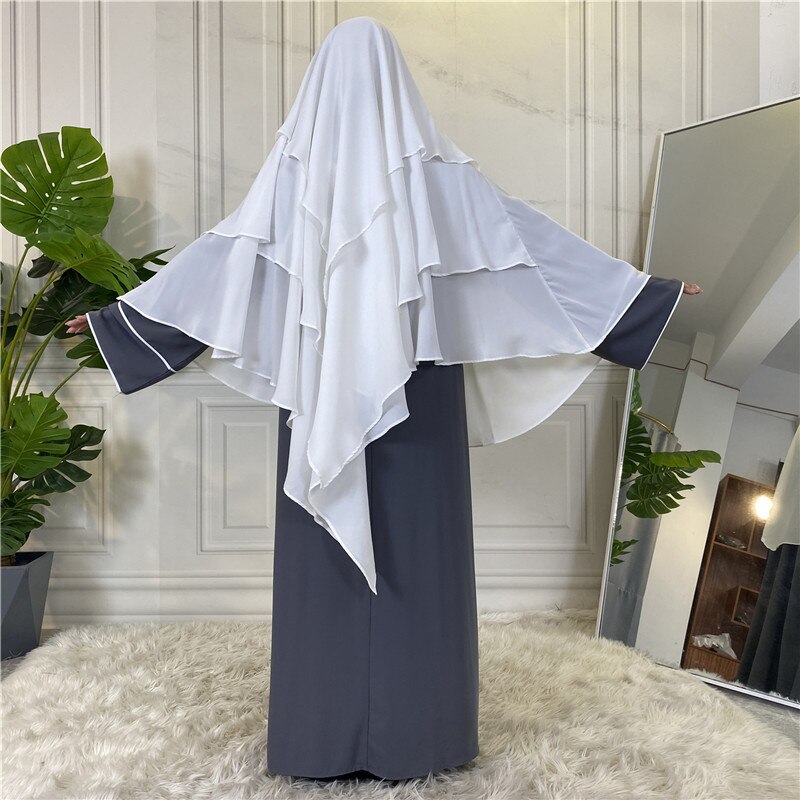 Ramadan Eid Prayer Garment Long Khimar Hijab Scarf Sleeveless Tops Islamic Women Abaya Jilbab Abayas Muslim Arab Clothing Niqab: White Khimar