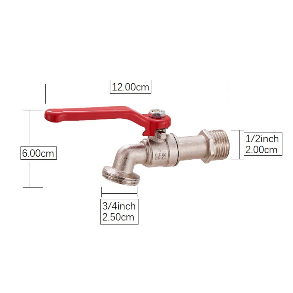 1/2x 3/4 Hendel Waterkraan Met Rood Handvat Slangprop Watertank Connector Zinklegering Pak Voor Wasmachine: Rood
