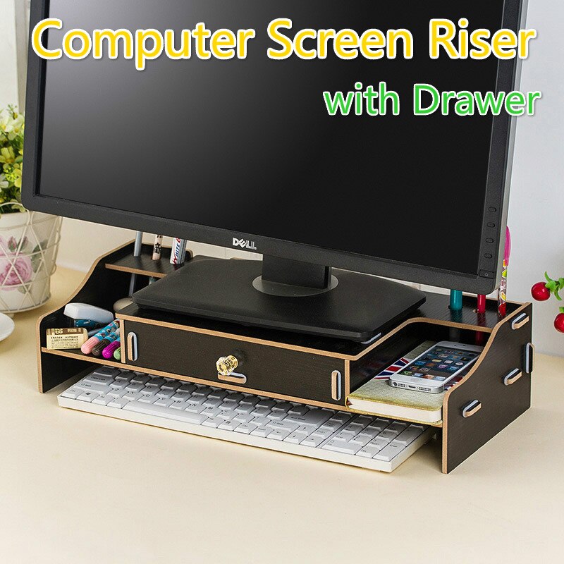 Montaje de Monitor de ordenador elevador de madera DIY soportes para ordenador portátil estante de almacenamiento de pantalla de oficina organizador de teclado escritorio soporte para portátil