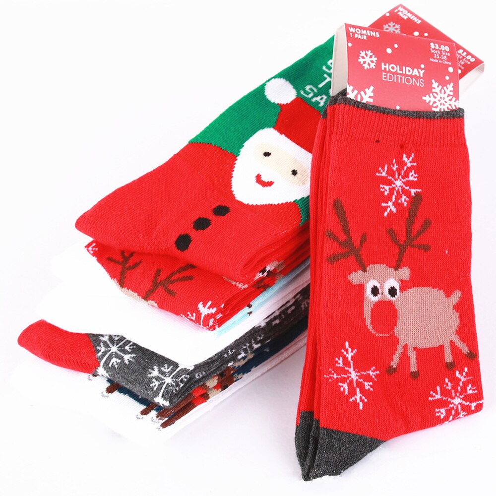 Chaussettes de noël père noël bonhomme de neige en coton, 1 paire, décorations pour la maison, de noël, nouvel an,