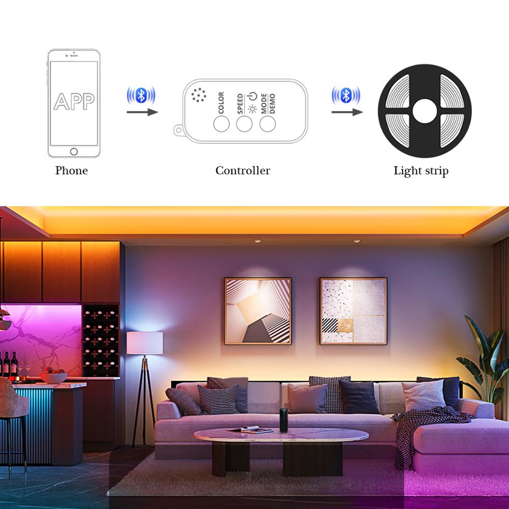 Smart home bluetooth kontrol 30m ir fjernbetjening musik blinkende smart house belysning led strip lys dæmper tilbehør