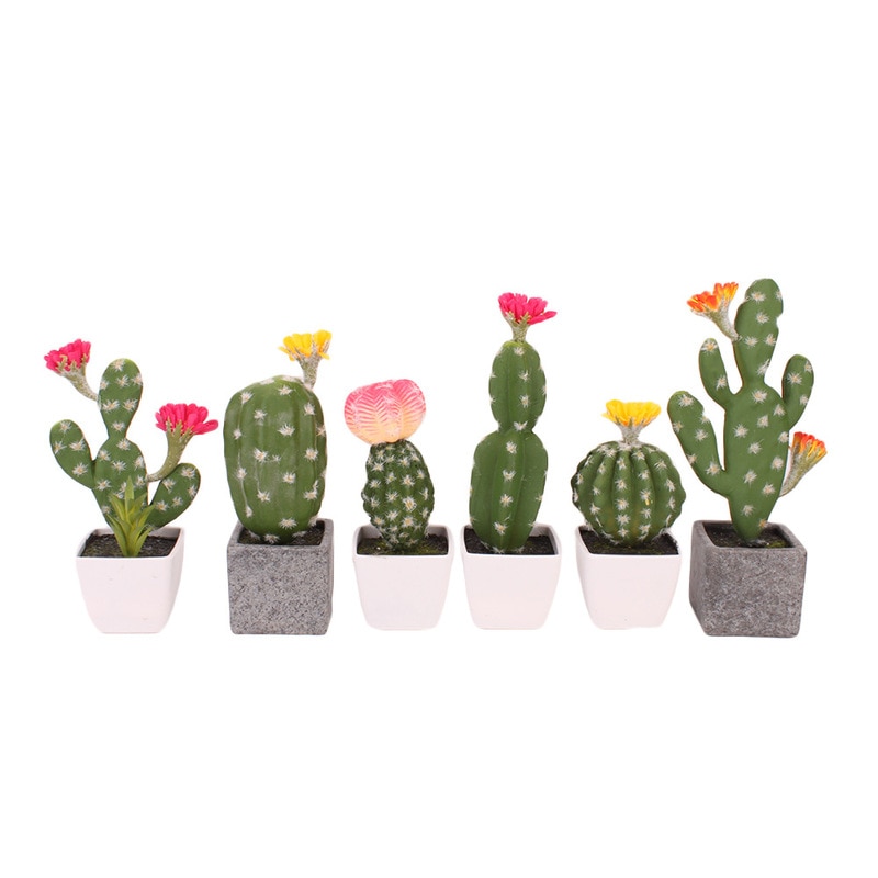 Artificial Plastic Cactus Succulents Prickly Pear Potted Plant No Pot Eco-Friendly Simulation Home Office Desktop Decorations