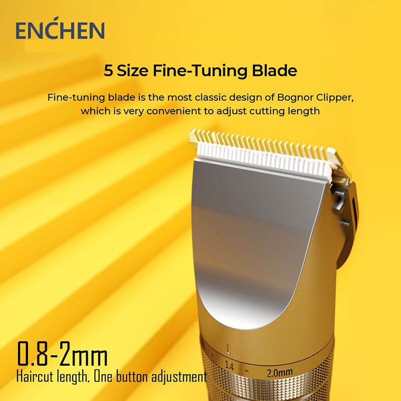 Enchen Hunter Electric Cordless Hair Clipper Beard Trimmer R-Shaped Acute Angle 8000r/m High Rotating Speed Motor 55dB Low Noise