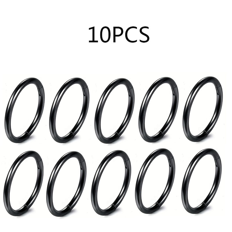 5/10Pcs 16G Nose Ring Hoop Stainless Steel Hinged Nose Rings Septum Clicker Tragus Helix Cartilage Daith Rook Earring Piercing: Red / ROSE GOLD COLOR