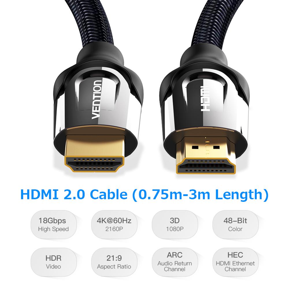 Vention HDMI Cable 4K HDMI to HDMI 2.0 Cable Cord for PS4 Apple TV 4K Splitter Switch Box Extender 60Hz Video Cabo Cable HDMI 5m