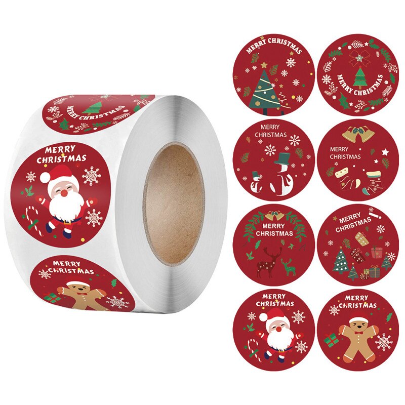 Julfest klistermärke söta klistermärken dekorativt förseglings klistermärke god jul bakning klistermärke kuvert scrapbook klistermärke: A 38mm 500 st