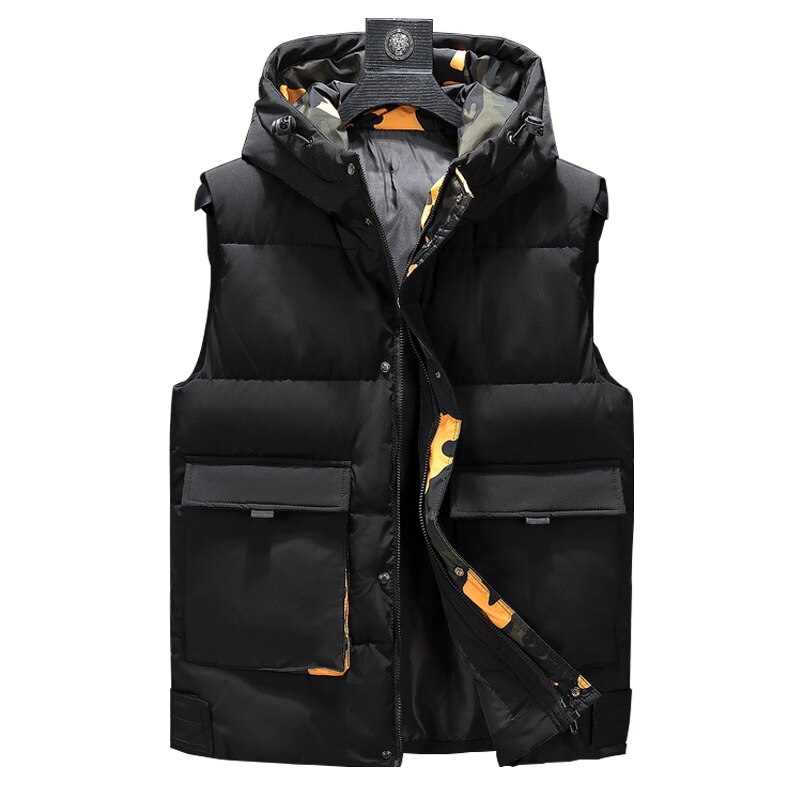 Winter Vest Men Plus Size 7XL 8XL 9xl 10xl Casual Winter Sleeveless Jacket Male Hooded Thick Warm Parka Jacket Waistcoat Men: chest(122)
