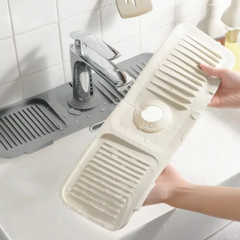 Silikon kranmatta för diskbänk stänkskydd kran dräneringsdyna tjockare torkdynor kök badrum bänkskiva skyddsmattor