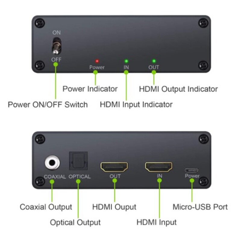 Hdmi extrator de áudio com adaptador usb hdmi switch splitter com digital óptico toslink spdif e saída de áudio coaxial