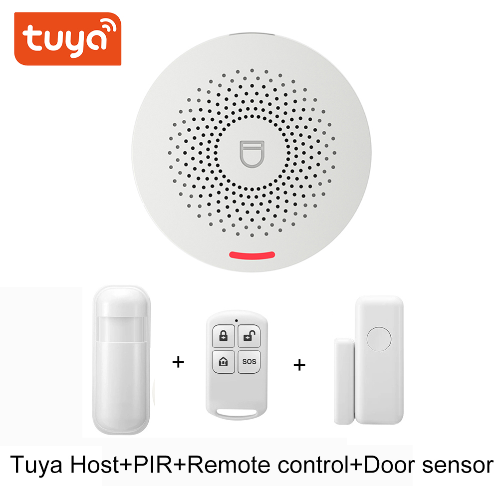 Tuya Smart Wifi Alarmsysteem Kits Draadloze Beveiliging Inbraak Met Motion Detector Deur Sensor Rook Smart Leven App Smart Home diy: D