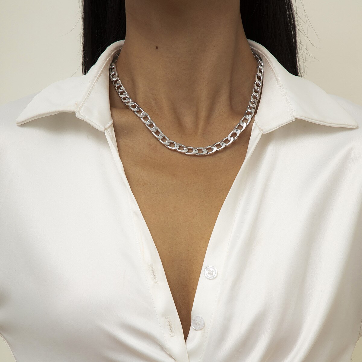 Cadena de fuerza de clavícula de una capa, collar de Hip Hop, cadena de Cruz Retro Simple, collar de borla