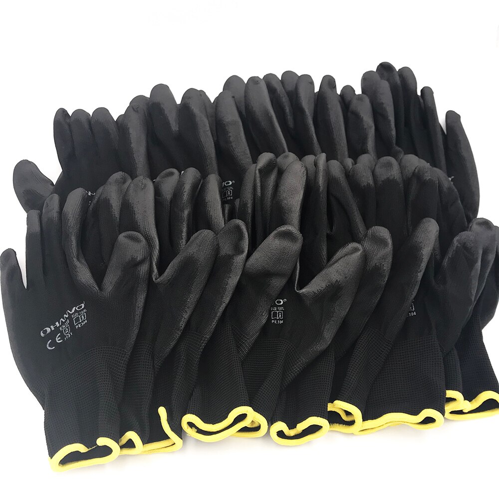 10 Pairs Pu Nitril Coating Werkhandschoenen Gecoate Palm Handschoenen Mechanic Werken Handschoenen Hebben Ce Gecertificeerd EN388