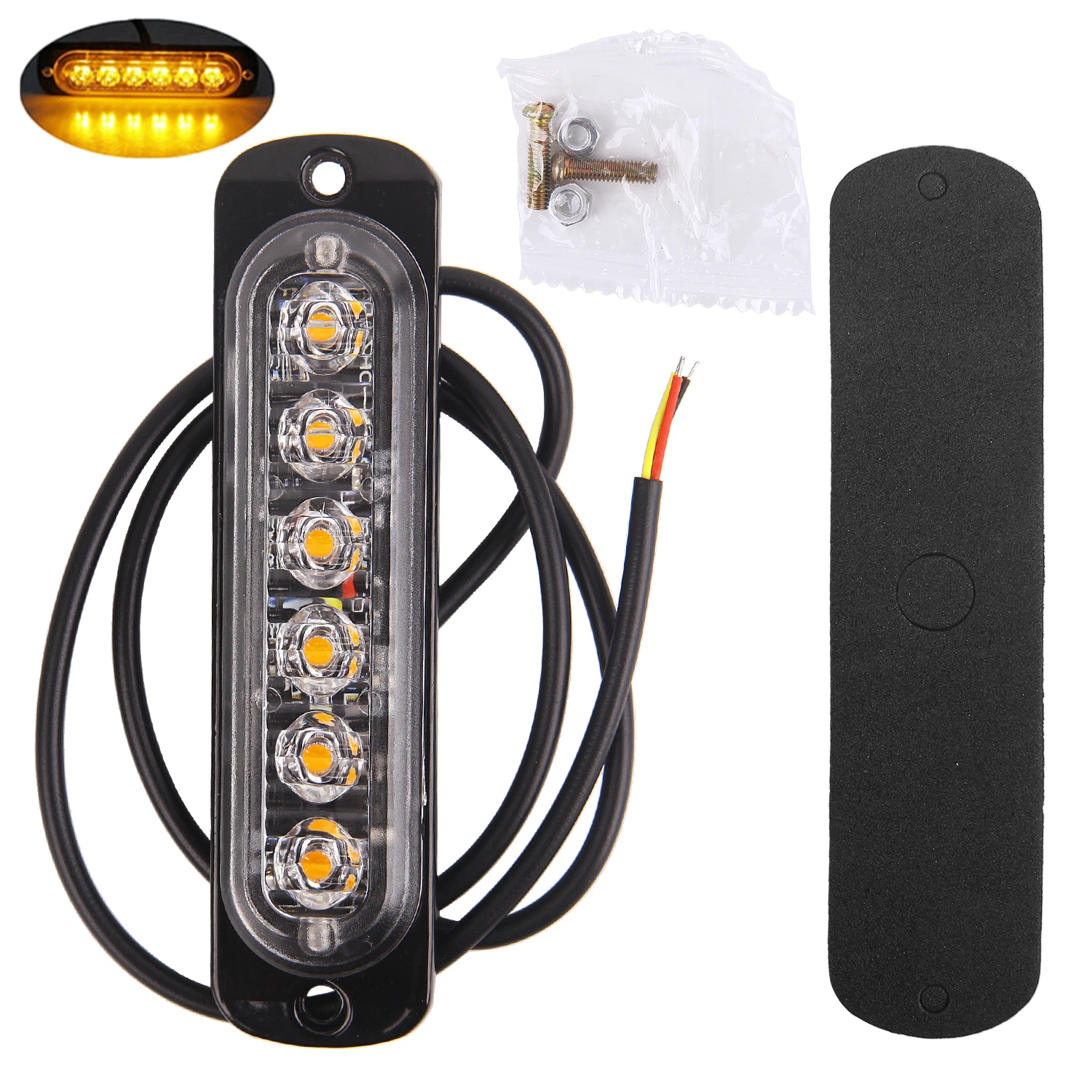 6 LED-Blinkwarnleuchten für LKW, Auto, Motorrad, Gelb, Weiß, 18 Blitzmodi, Notfalllampe, 12–24 V, seitliche, hohe, helle Lichter: Tiefe Blau