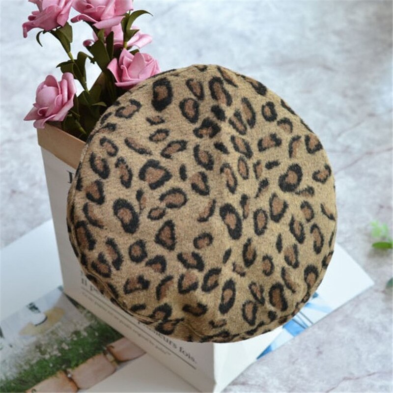 Béret imprimé léopard pour femmes, chapeaux de peintre Vintage coréen, tendance automne hiver: 1