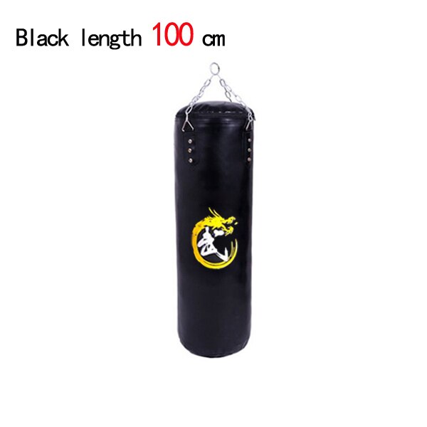 Pu læder hule boksesandpose, thai boksesandpose, fitness boksesandpose  w4-249: Sort lenth 100 cm