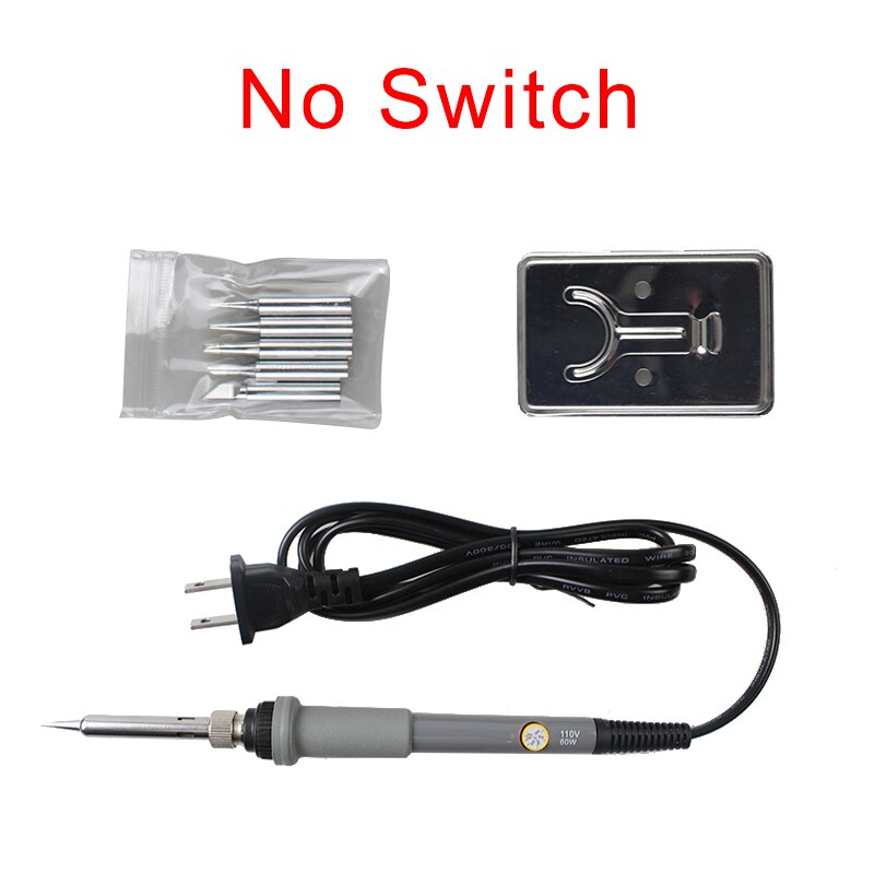 Soldering Iron Set Adjustable Temperature Electric Soldering Iron Multi-function Tools 220V 110V 60W Welding Solder Pen For Home: US PLUG NO SWITCH
