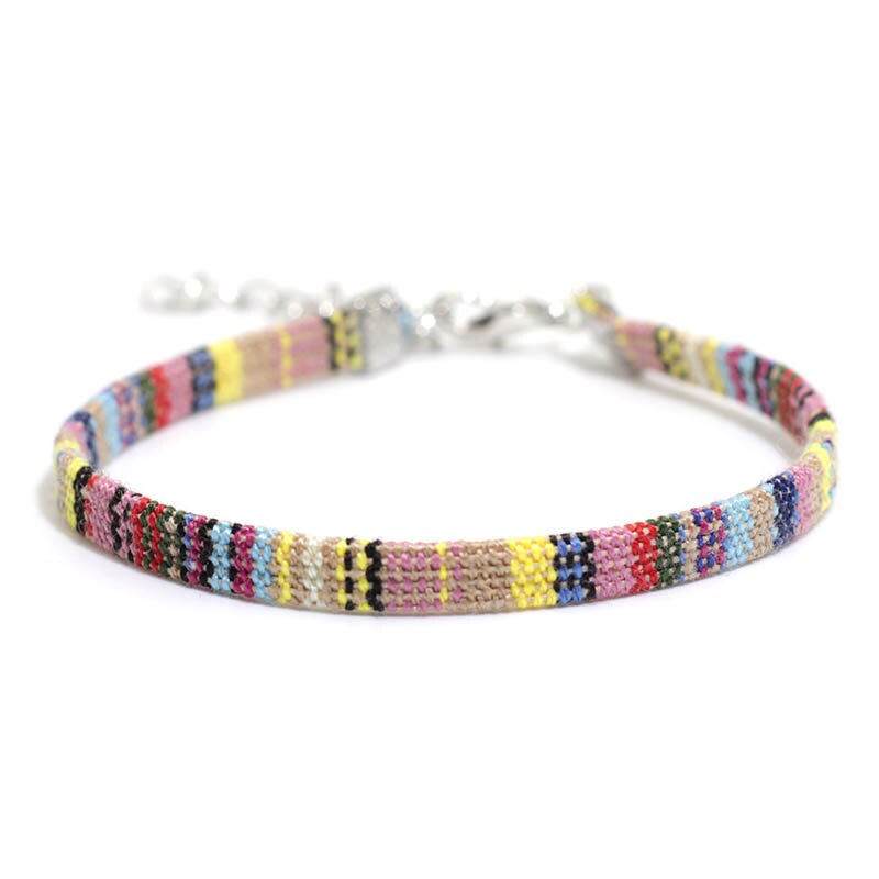 Handgemachte Boho Ethnische Fußkettchen Handarbeit Farbic Seil Kette Fuß Knöchel Für Frauen Sommer Strand Bein Schmuck: Silber- khaki