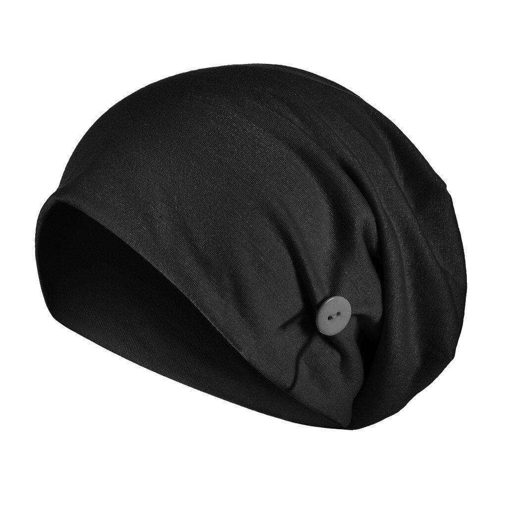 Staccabile Pulsante Delle Donne Ha Increspato Solido Musulmano Cappello Beanie Sciarpa Dell'involucro Cap 2020 Delle Signore di Modo di Protezione Puntale Casual Femminile: BK