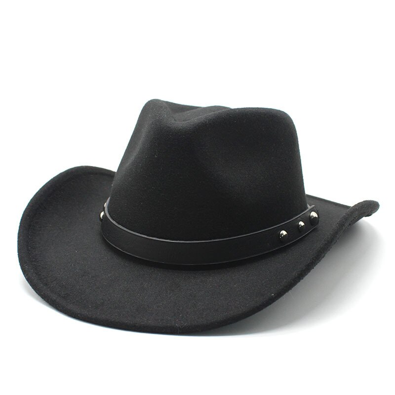 Punk estilo ala vaquera vaquero del Oeste se Jazz tapa CABALLERO DAMA Sombrero Hombre Cap: Negro