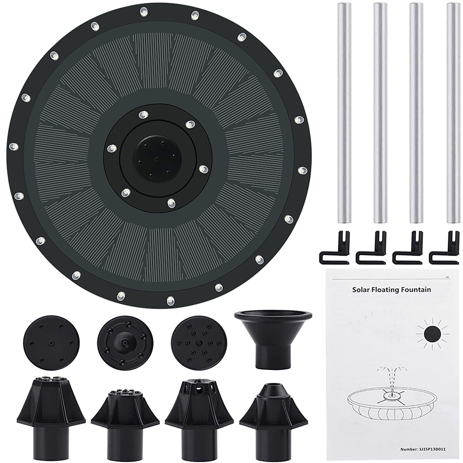 24led Solar Fontein Pomp Draagbare Drijvende Zonne-energie Fontein Pomp Voor Vogelbad Achtertuin Vijver Zwembad Decor