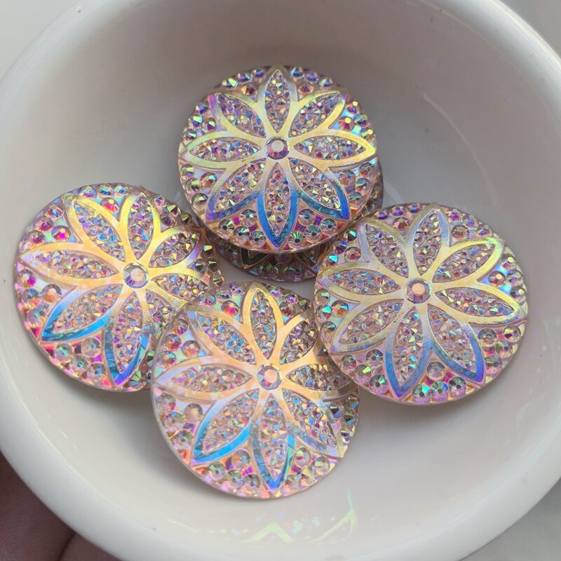 18 stk 25mm blomster rhinsten flad bagside harpiks syet på krystal rhinsten perler diy krystal trim  e884