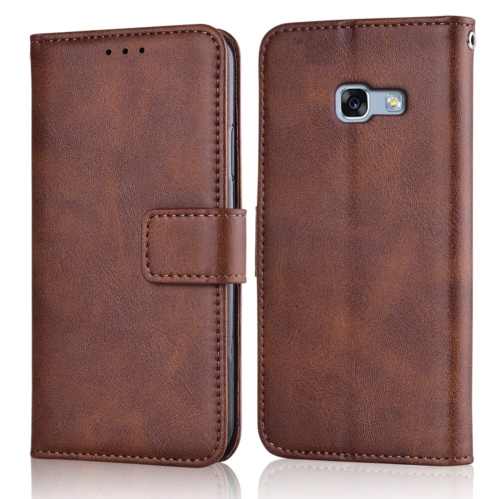 On Galaxy A5 Leather Wallet Case For Samsung Galaxy A5 A520 A520F SM-A520F Cover Phone Bag For Samsung Galaxy A5 Case: niu-Brown