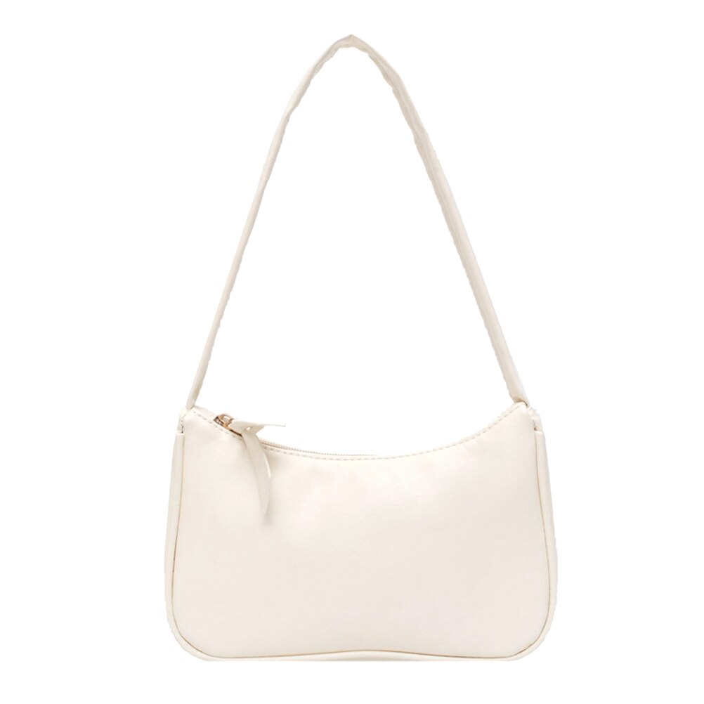 Vrouwen Baguette Bag Lady Subaxillary Tassen Casual Retro Mini Schoudertas Trendy Vintage Handtas: White