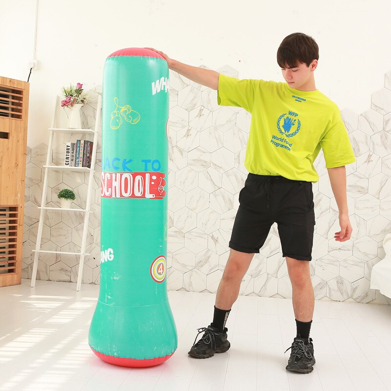 120/150/160CM Boxing Punching Bag Inflatable Toys Free-Stand Tumbler Training Pressure Relief Back Sandbag Inflatable Toys: 120cm / green