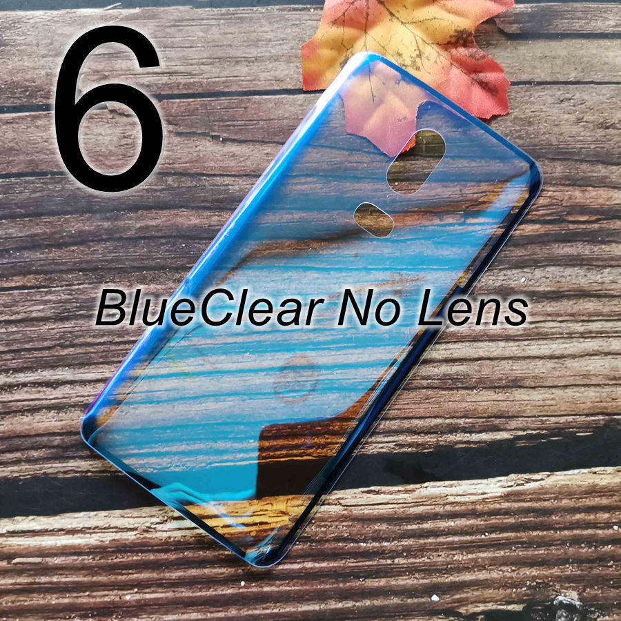 Transparant Clear Back Glass Cover Voor Oneplus 6 6 T Terug Batterij Cover Rear Behuizing Deur Glazen Case Vervanging Voor oneplus 6 T: 6-BlueClear