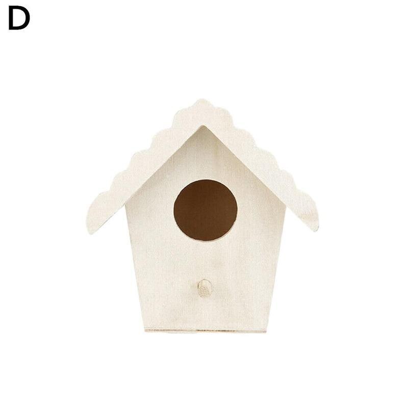 6 typer fågel trähus mini väggmonterat hängbo trädgårdsskötsel dekoration fåglar trä hem väska husdjursmaterial: D