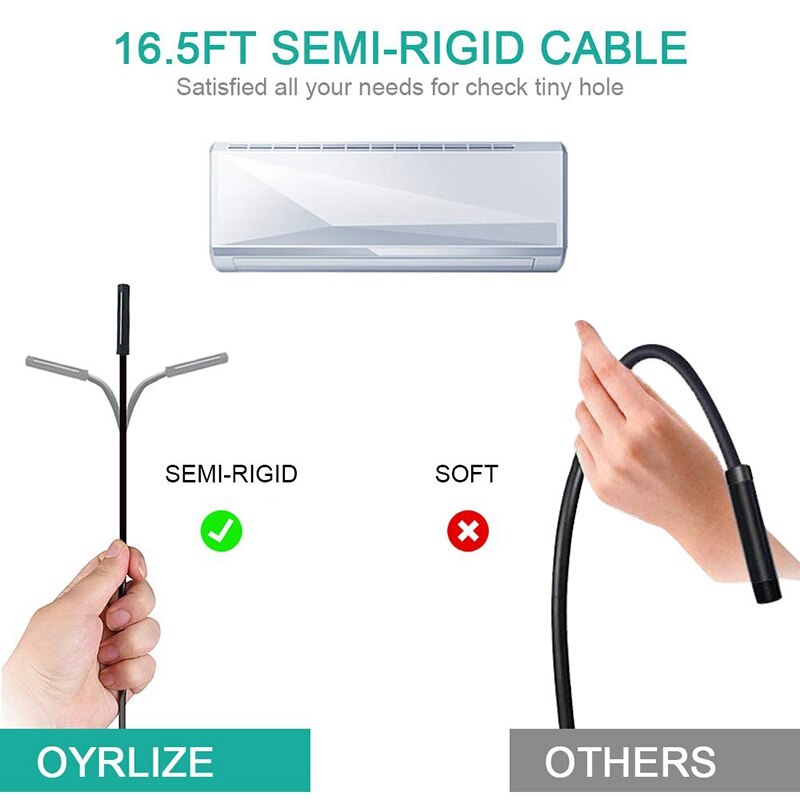 Wireless Endoscope WiFi Inspection Camera 1200P HD Borescope with 8 LED and 5M Cable Snake Pipe Camera for IOS Android
