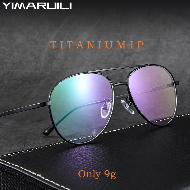 YIMARUILI, gafas de piloto de doble haz a la , montura para hombres y mujeres, gafas graduadas ópticas de titanio puro ultraligeras Retro 2194