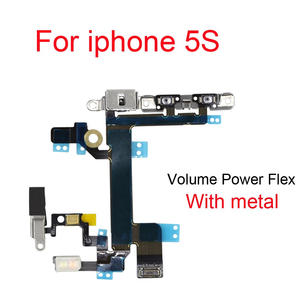 Power-knap on off flex kabel til iphone 5 5s se mute volume switch stik bånddele: 5s med metal