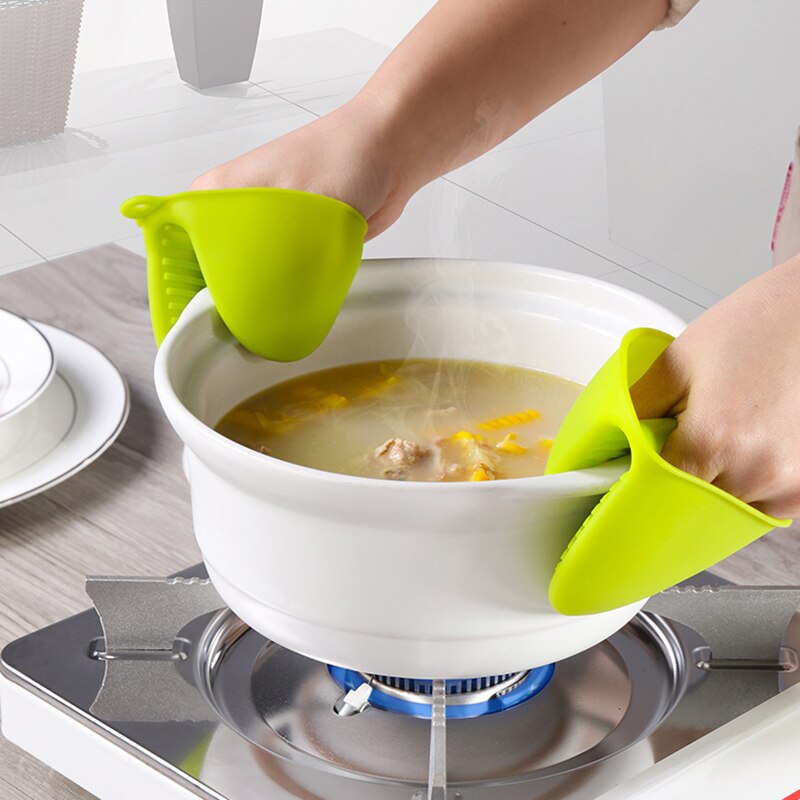 Gant en Silicone coloré Anti-brûlure antidérapant, 2 pièces, pour la cuisine, cuisson, résistant à la chaleur, pince à main, accessoires d'organisation