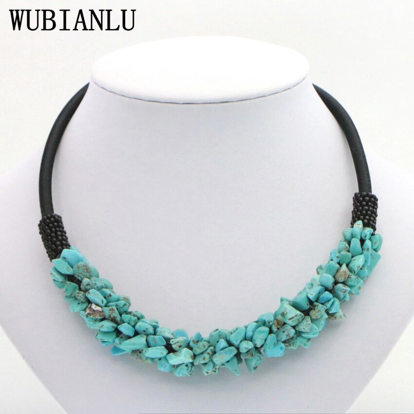 WUBIANLU 13 Styles Natural Spar Coral Tourmaline Lapis Lazuli Agates Aventurine Chokers Necklaces For Women Costume Jewelry