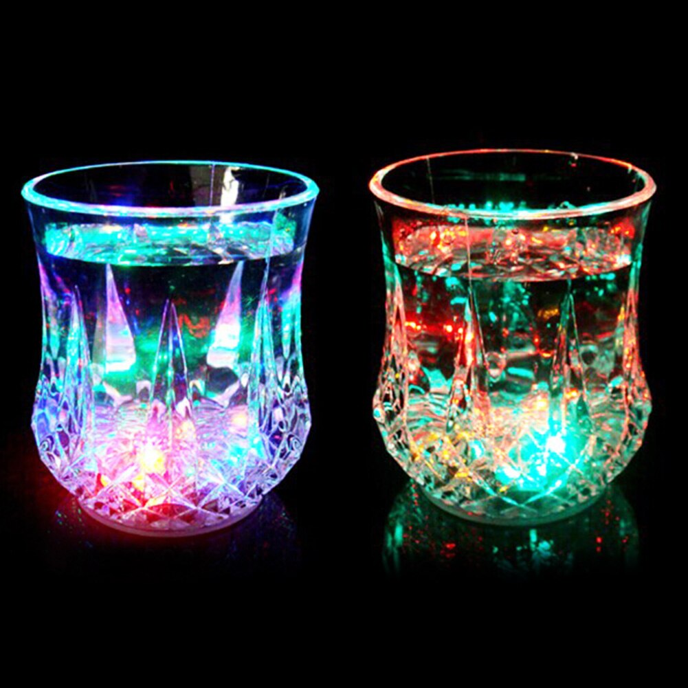Inductive Colorful LED Glass Cup Wine Whisky Cup Flash light Acrylic Bar Party Beverage Cup Night Light Cup