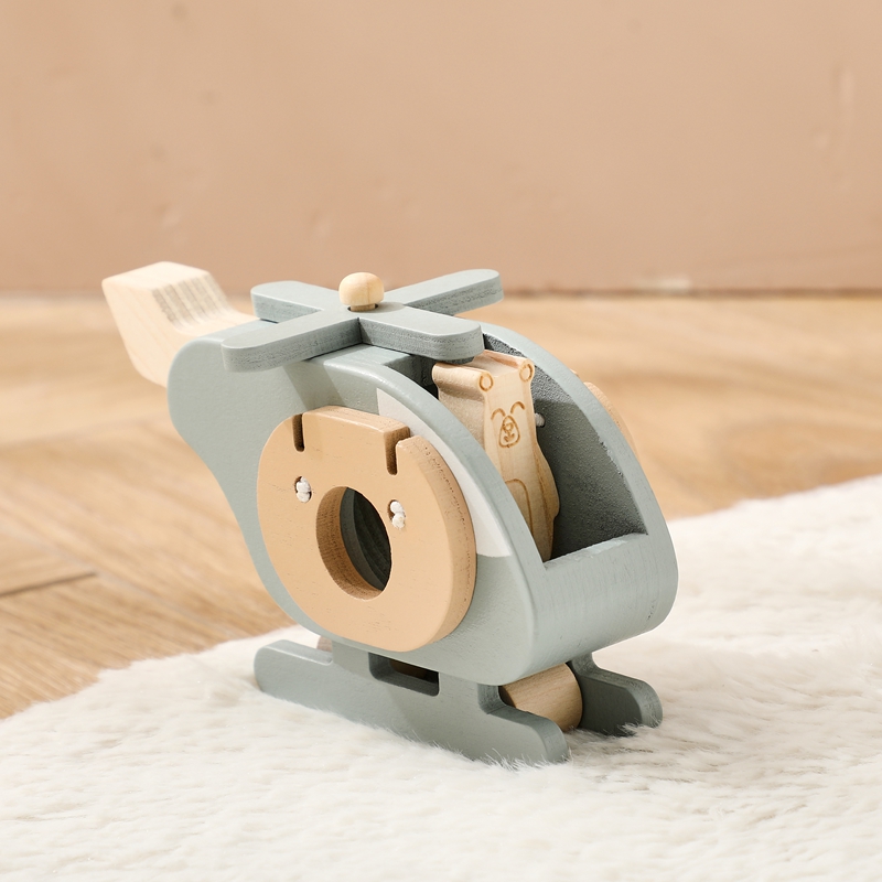 Blocchi di costruzione per elicotteri in legno Decorazione della stanza Gioco di esercizi per le dita del bambino Regalo di aereo di simulazione in legno spinta a mano per il bambino
