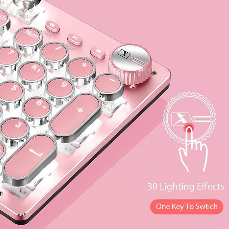 Mechanical Gaming Keyboard and Mouse Combo, 104-Key Wired USB Metal Panel Round Keycaps Laptop Keyboard Suitable