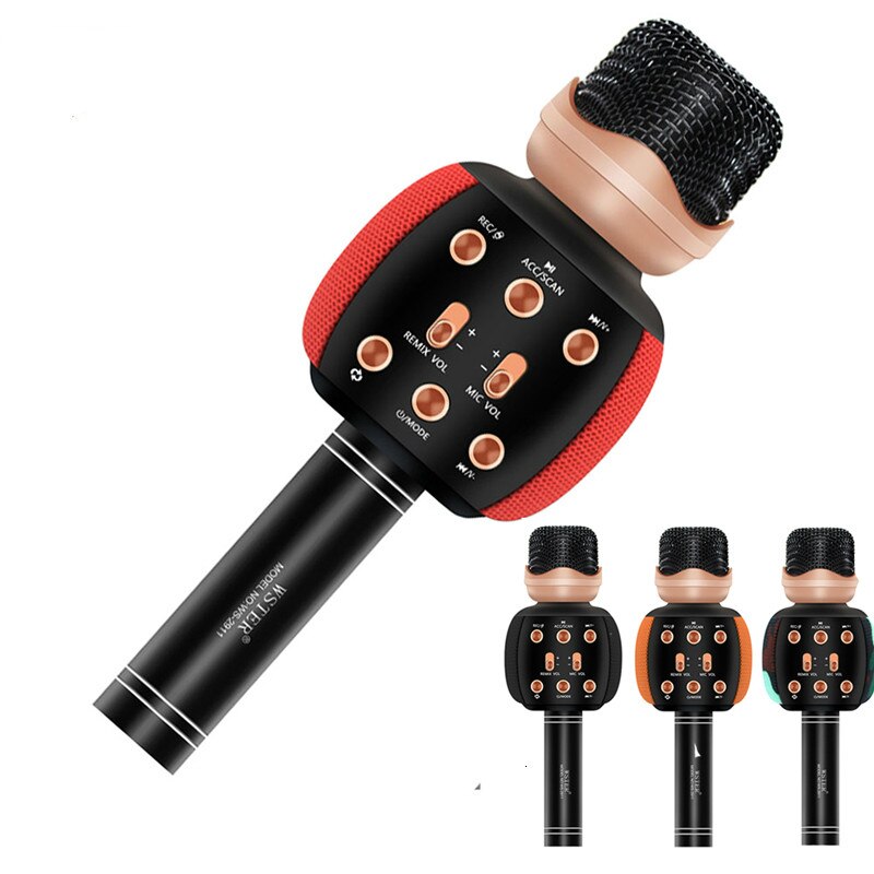 WSTER Version Bluetooth Karaoke Microphone Wireless Speaker Handheld Player Magic Voice Record Music Mic PK WS-858