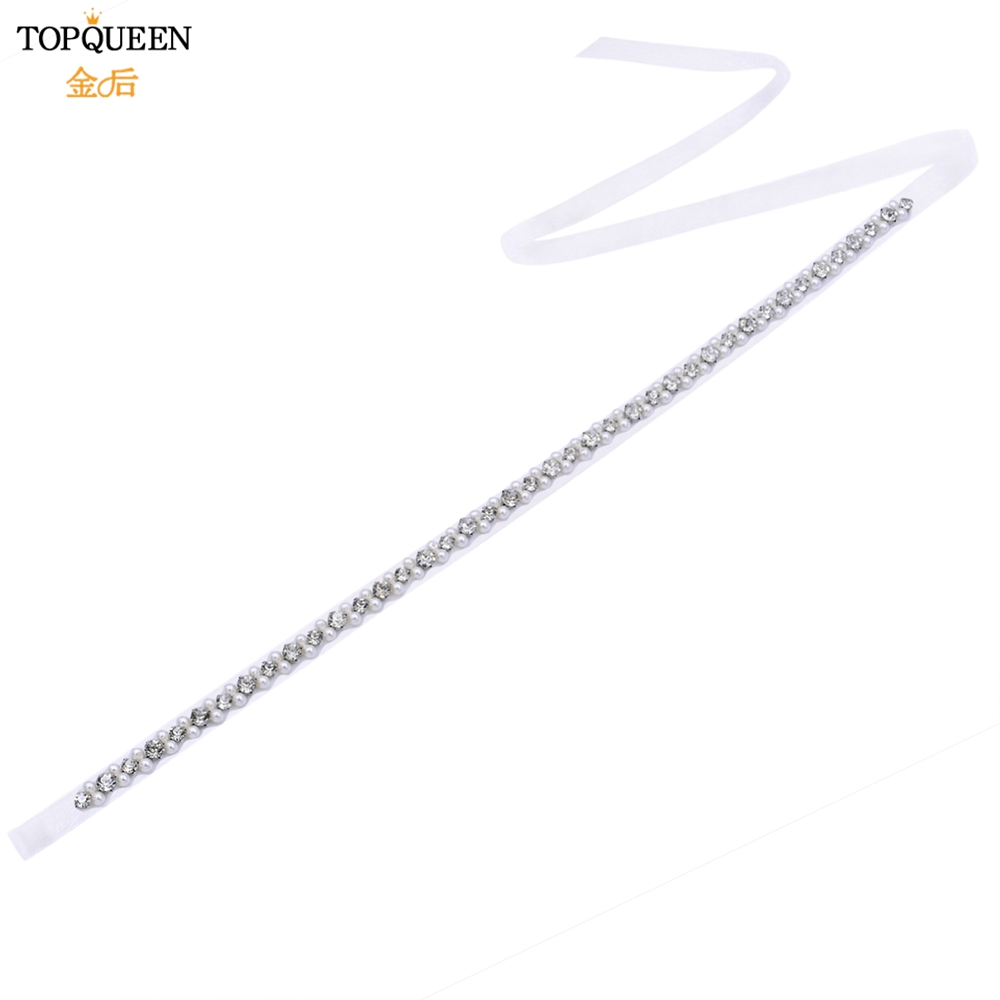 TOPQUEEN Bruid Riem Zilveren Diamanten Bruiloft Riem Banket Party Parel Jurk Accessoires Bruiloft Gast Bruidsmeisje Accessoires S381: Champagne