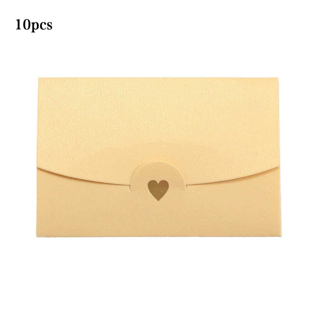(10 pièces/lot) 10.5*7CM petite carte de voeux nom carte enveloppe estampage à amour nacré papier Mini enveloppes: Light yellow