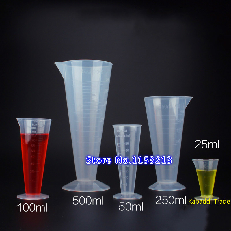5 pcs/lot 25ml Capacity Clear graduated plastic Conica Measuring cup PP cylinder Plastic Beaker of Laboratory supplies