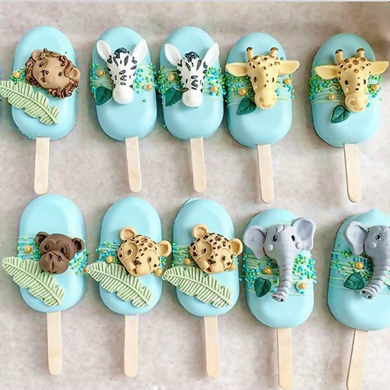 Moule à biscuits en forme d&#39;animaux, forêt, Jungle, tortue verte, feuille, tampon à cookies pour enfants, sauvage, fête d&#39;anniversaire, bricolage, décoration de gâteau