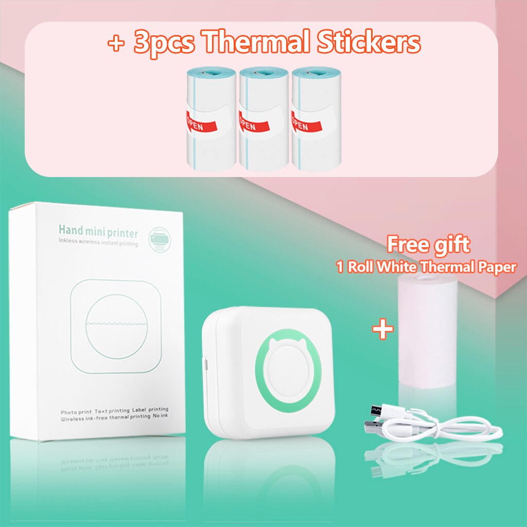 Tragbare Thermo Drucker C15 Papier Foto Tasche Thermische Drucker 57mm Druck Drahtlose Bluetooth Android IOS Drucker Für Art: Grün 3 Aufkleber