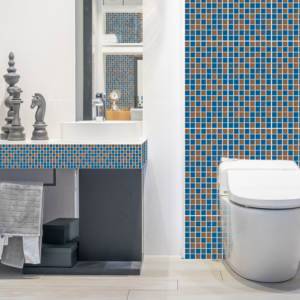 3D mosaic checkered stickers self-adhesive bathroom background wall decoration wallpaper kitchen and bathroom oil and waterproof