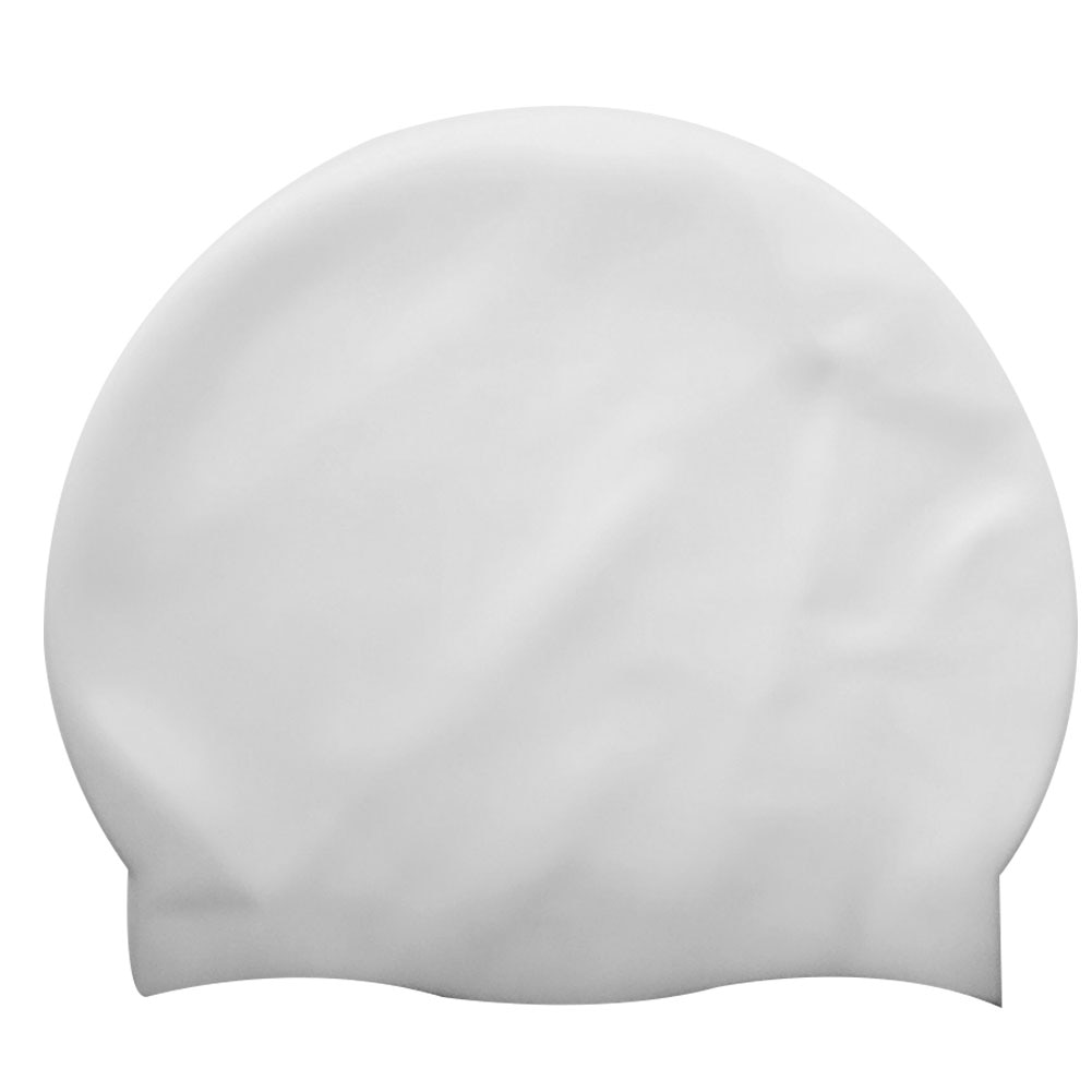 Silicone Waterproof Swimming Caps Protect Ears Long Hair Sports Swim Pool Hat Swimming Cap Adults Men Women Pure Color hat: White