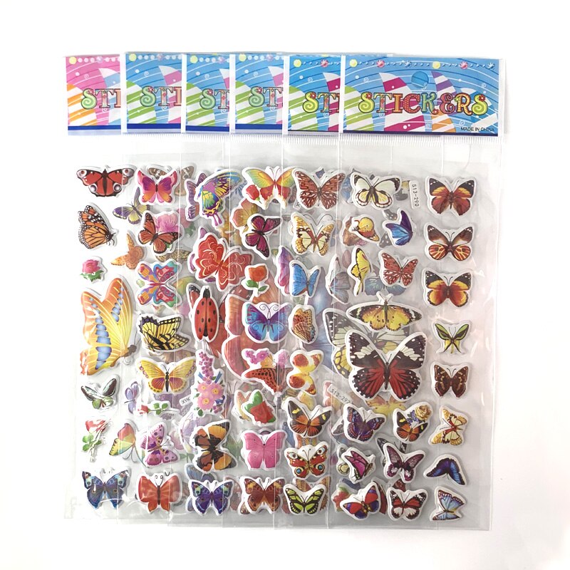 12 blätter/einstellen Scrapbooking Kawaii Schmetterlinge SchöNe Aufkleber Karikatur 3D blasiert geschwollen Aufkleber für freundlicher Notizbuch Tagebuch Dekoration
