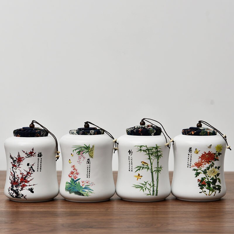 24 kleuren chinese inkt stijl theedoos met deksel groene thee opslagblikken snoeppot kantoor thuis koffie container doos porselein