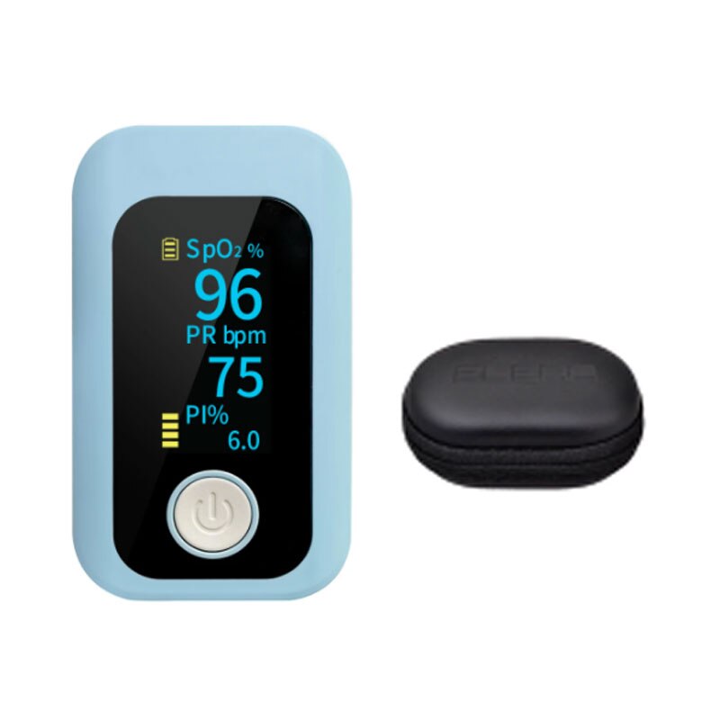 Finger-pulsoximeter Tragbare Pulsioximetro SPO2 PR PI Oximetro De Dedo Digitale Oxymetrie: Light blue with case