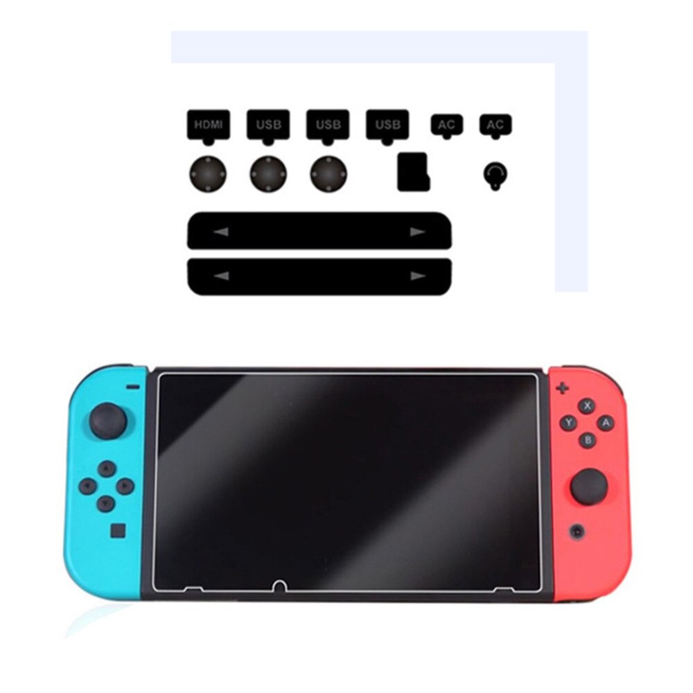Ensemble d'accessoires de Console de jeu OCDAY Kit anti-poussière + Film de protection d'écran en verre trempé de dureté pour Console NS de commutateur